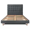 Image de Lit 180x200cm avec tête de lit capitonnée velours et sommier kit gris anthracite - Hauteur totale : 29cm