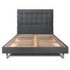 Image de Lit 160x200cm avec tête de lit capitonnée velours et sommier kit gris anthracite - Hauteur totale : 29cm