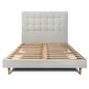 Image de Lit 180x200cm avec tête de lit capitonnée velours et sommier kit gris clair - Hauteur totale : 29cm