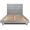 Image de Lit 180x200cm avec tête de lit capitonnée bouclette et sommier kit Gris - Hauteur totale : 29cm