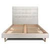 Image de Lit 140x190cm avec tête de lit capitonnée bouclette et sommier kit Beige - Hauteur totale : 29cm