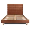 Image de Lit 160x200cm avec tête de lit capitonnée bouclette et sommier kit Terracotta - Hauteur totale : 29cm
