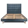 Image de Lit 160x200cm avec tête de lit capitonnée bouclette et sommier kit Bleu - Hauteur totale : 29cm