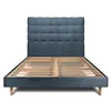 Image de Lit 140x200cm avec tête de lit capitonnée bouclette et sommier kit Bleu - Hauteur totale : 29cm