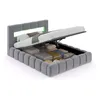 Image de Lit coffre style nuage led 140x190cm velours gris OMAHA CONCEPT USINE