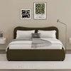 Image de PLANO - Lit coffre 140x190cm design arrondi velours côtelé vert CONCEPT USINE