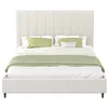 Image de Lit en tissu bouclettes beige 140x190 CAMBRIDGE CONCEPT USINE