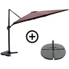 Image de Ensemble parasol marron 3x4m et 4 dalles à lester CESARE CONCEPT USINE