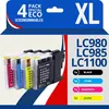 Image de 123CONSOMMABLES - LC1100 LC980 LC985 - cartouche compatible avec Brother DCP-195C DCP-585CW DCP-385C DCP-375CW MFC-990CW MFC-6490CW MFC-490CW MFC-5890CN MFC-J615W (pack de 4)