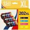 Image de 123CONSOMMABLES - 202XL - Pack cartouches d'encre Compatible avec Epson 202 XL 202XL pour imprimante Expression Premium XP6100 XP6005 XP6105 (pack de 15)