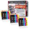 Image de 123CONSOMMABLES - 580XXL 581XXL - Cartouches d'encre Compatible avec Canon 581 580 XXL pour TS8150 TS6150 TS8250 TS6151 TR8550 TR7550 TS8151 TS9150 (6 Noir / 3 Cyan / 3 Magenta / 3 Jaune)