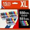 Image de 123CONSOMMABLES - PGI550/CLI551 XL - Cartouches Encre Compatible avec Canon 550 551 pour Pixma MX925 iP7200 iP7250 MG5650 MG7550 MG6350 MG6650 MX725 MX920 (6 Noir / 3 Cyan / 3 Magenta / 3 Jaune)