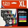 Image de 123CONSOMMABLES - PGI-2500XL - Cartouche Encre Compatible pour Canon PGL-2500 PGI 2500XL PGL2500XL pour Canon Maxify MB5150 MB5450 MB5050 MB5350 MB5050 MB5155 (3 Noir / 3 Cyan / 3 Magenta / 3 Jaune)