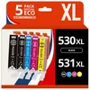 Image de 123CONSOMMABLES - PGI530 - CLI531 - Cartouche d'encre Compatible avec Canon PGI-530 / CLI-531 Multipack pour Pixma TS8750 TS8751 (2 Noir / 1 Cyan / 1 Magenta / 1 Jaune)