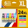 Image de 123CONSOMMABLES - 24XL - Cartouches d'encre Compatible pour Epson Expression Home XP-850 XP-750 XP-950 XP-55 XP-860 XP-760 XP-960 (1 BK / 1 C / 1 M / 1 Y / 1PC / 1PM)