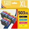 Image de 123CONSOMMABLES - 503XL - Cartouches d'encre Compatible pour Epson 503 XL pour Epson Expression Home XP-5200 XP-5205 Workforce WF-2960DWF WF-2965DWF (Pack de 12)
