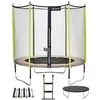 Image de KANGUI Trampoline de jardin 244 cm + filet de sécurité + échelle + bâche de protection + kit d'ancrage JUMPI Taupe/Vert 250