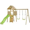 Image de KANGUI Aire de jeux portique en bois WOODI Double balançoire, toboggan, mur d'escalade, cabane, échelle