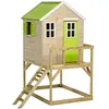 Image de KANGUI Maisonnette Enfant Extérieur en Bois TINNI avec Plateforme Toit Étanche Vert & Blanc