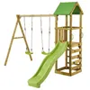 Image de KANGUI Aire de jeux bois enfant WALLI 120 Toboggan, balançoires, escalade et cabane