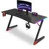 Image de Bureau ergonomique gamer Urban Factory Ergo LED - Acier inoxydable - Noir - 120 x 60 x 74 cm