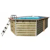 Image de Piscine bois 730x420x129 cm SIAYAN 29m3 montage rapide, filtration + skimmer PVC éclairage inclus échelle inox/bois pin traité classe IV