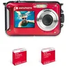 Image de AGFAPHOTO Realishot WP8000 + 2 Batteries - Appareil Photo Numerique Étanche, 3m/10, 24 MP, Video Full HD, Double ecran LCD, Zoom Digital 16x, Stabilisateur Numerique - Rouge