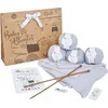 Image de Needle It® Kit de tricot pour couverture de bébé 100% coton - Kit complet pour débutant avec aiguilles à tricoter - Idée Cadeau (Bleu ciel)   Cadeau de naissance - Tuto vidéo inclus - Made in France