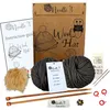 Image de Needle It® Kit Tricot Bonnet Complet Gris - Bonnet en Laine à Tricoter soi-même pour Enfant et Adulte - Kit Complet avec Aiguilles, pelotes et Notice - Laine française