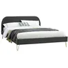 Image de Lit phoenix concept usine 203 x 153 x 89 cm en velours cadre a lattes pour 2 personnes de couleur gris