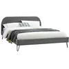 Image de Lit phoenix concept usine 203 x 153 x 89 cm en velours sommier a lattes pour 2 personnes de couleur gris
