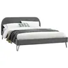 Image de Lit phoenix concept usine 213 x 173 x 89 cm en velours sommier a lattes pour 2 personnes de couleur gris