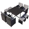 Image de Table et chaises 8 places en résine tressée noir et gris FLORIDA CONCEPT USINE