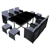 Image de Table et chaises 10 places en résine tressée noir et gris FLORIDA CONCEPT USINE
