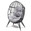 Image de Fauteuil oeuf sur pied en résine gris effet rotin JANE CONCEPT USINE