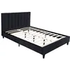Image de Lit concept usine 214 x 165 x 101 cm en velours sommier a lattes pour 2 personnes de couleur noir