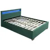 Image de Structure de lit en velours vert avec rangements et LED intégrées 140x190 cm ENFIELD CONCEPT USINE
