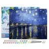 Image de Peinture par Numéro Figured'Art avec Cadre - Van Gogh Nuit Etoilée sur le Rhône - Loisir Créatif Numéro d'Art - 40x50cm toile tendue sur châssis
