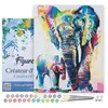 Image de Peinture par Numéro Figured'Art avec Cadre - Eléphants Aquarelle - Kit de Loisir Créatif DIY Numéro d'Art Complet - 40x50cm toile tendue sur châssis