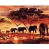 Image de Peinture par numéro Figured'Art Éléphants au coucher du soleil 40x50 cm