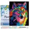 Image de Peinture par Numéro Figured'Art avec Cadre - Loup Pop Art - Kit de Loisir Créatif DIY Numéro d'Art Complet - 40x50cm toile tendue sur châssis