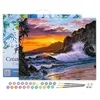 Image de Peinture par Numéro Figured'Art avec Cadre - Falaise et Vagues - Kit de Loisir Créatif DIY Numéro d'Art Complet - 40x50cm toile tendue sur châssis