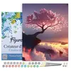 Image de Peinture par Numéro Figured'Art avec Cadre - Arbre rose et Nuages - Kit de Loisir Créatif DIY Numéro d'Art - 40x50cm toile tendue sur châssis
