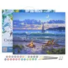 Image de Peinture par Numéro Figured'Art avec Cadre - Vue sur la plage - Kit de Loisir Créatif DIY Numéro d'Art Complet - 40x50cm toile tendue sur châssis
