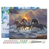 Image de Peinture par Numéro Figured'Art avec Cadre - Trio de chevaux - Kit de Loisir Créatif DIY Numéro d'Art Complet - 40x50cm toile tendue sur châssis