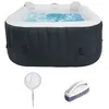 Image de KIT TOUT INCLUS SPA et accessoires : spa gonflable carré 4 places avec 2 appuis tetes, filtre, épuisette, brosse, tapis, couverture