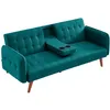 Image de Canape droit CONCEPT USINE 3 places en lin vert 88 x 181 x 37 cm