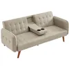 Image de Canape droit CONCEPT USINE 3 places en lin beige 97 x 181 x 37 cm
