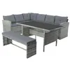 Image de Ensembles canapes. fauteuils et tables de jardin moorea resine tressee gris 3 pieces 66 x 234 x 73 8 personnes