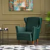 Image de WILLIAMS - Fauteuil à oreilles en velours vert CONCEPT USINE